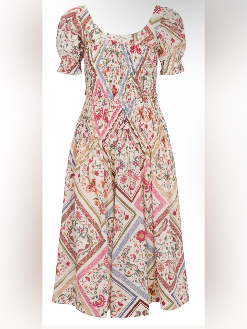 Rebecca Taylor Anya Dress Floral Patchwork in Cream, Pink, Blue and Tan size 4